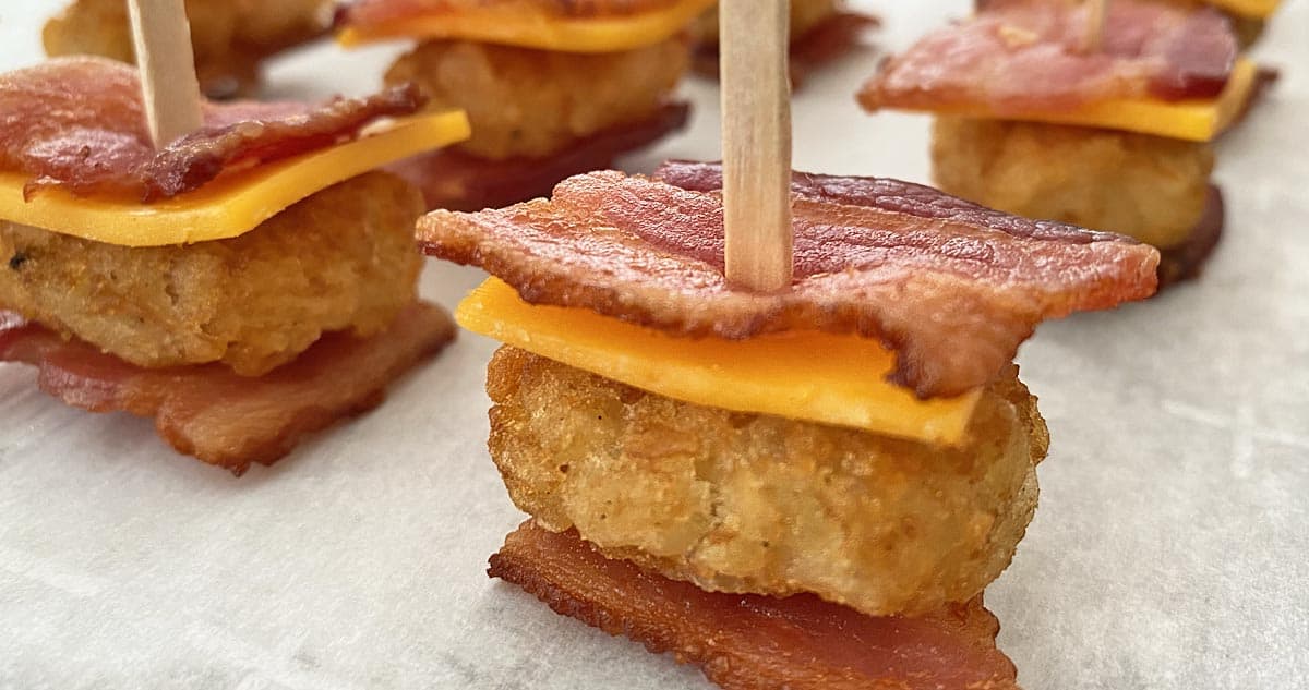 Tater Tot Appetizers with Bacon and Cheese - BENSA Bacon Lovers Society