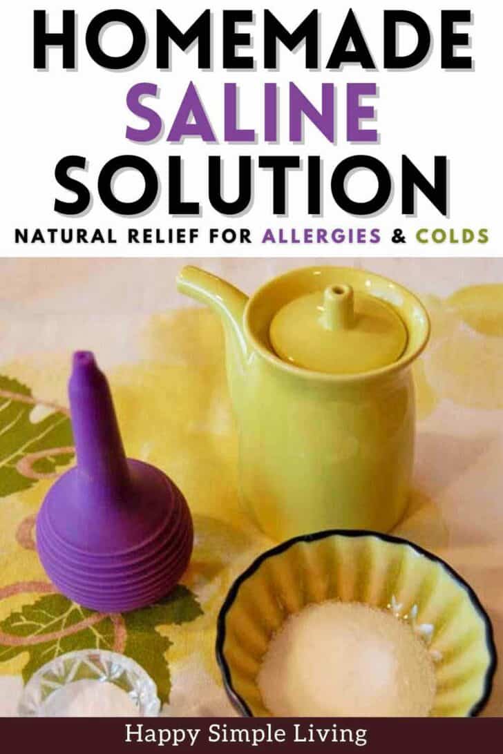 A neti pot, a bulb syringe, and bowls of salt and baking soda.