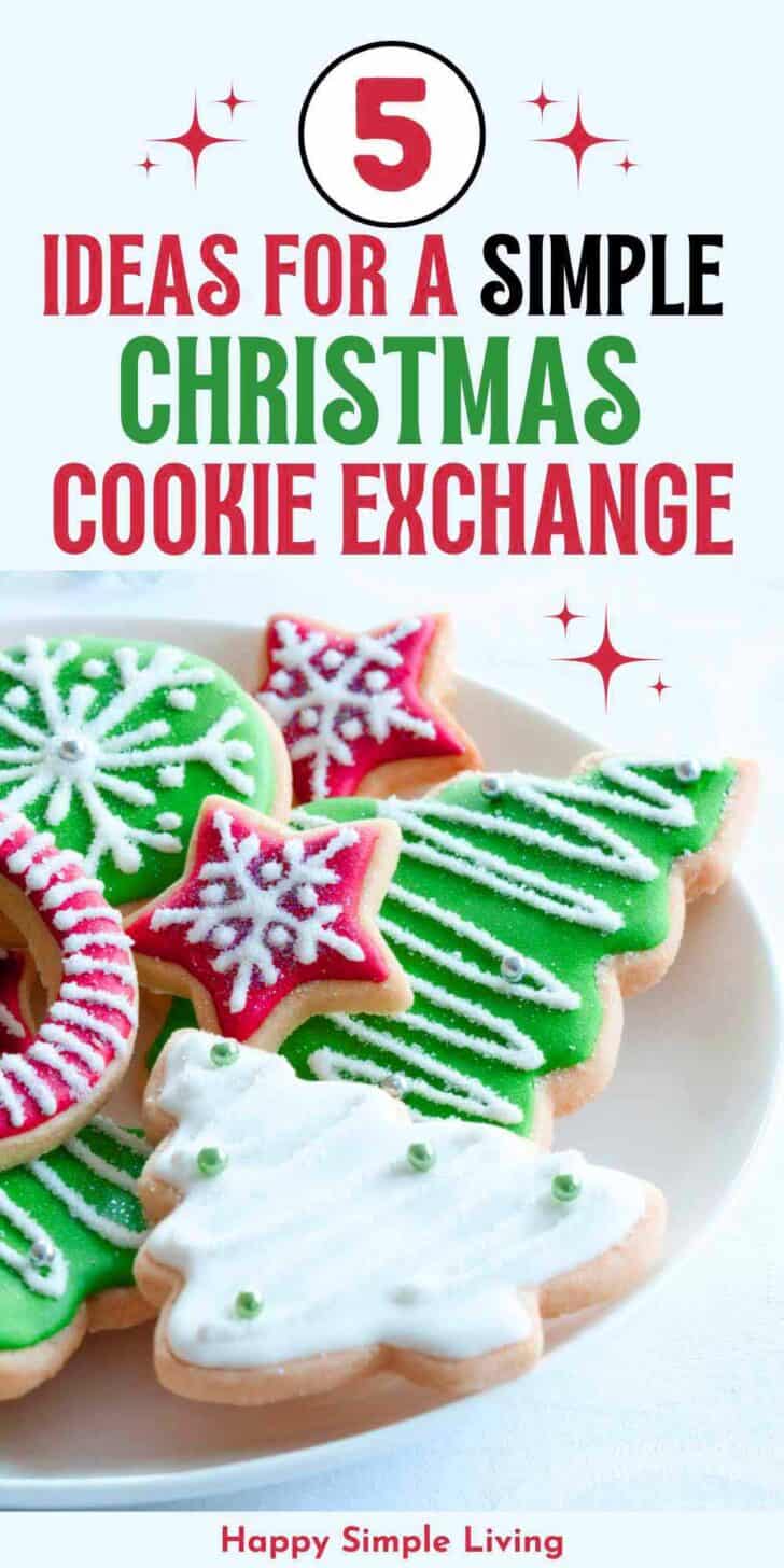 Decorated Christmas cookies on a white serving plate.