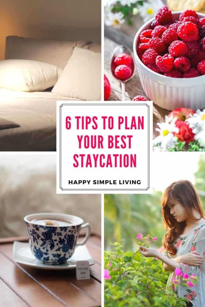 A cozy bed, a bowl of raspberries, a cup of tea, and a woman relaxing in a garden.